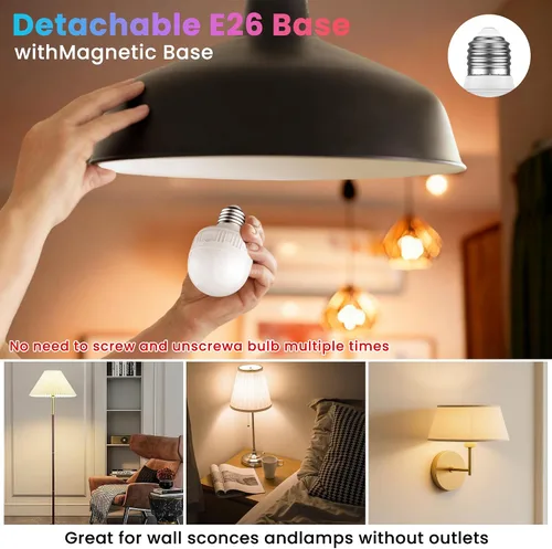 Vista 8 de SCOPOW Bombilla recargable con control remoto – 8W 600LM E26 bombillas recargables regulables temporizador de control y 3 temperaturas de color + 15