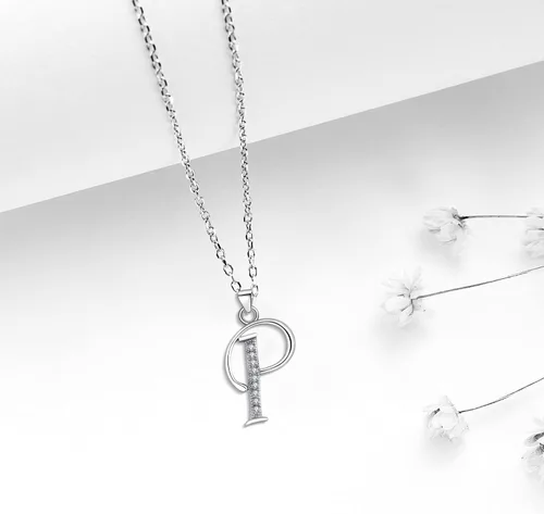 Vista 4 de GDDX 26 Alphabet Letter Pendant Necklace 925 Sterling Silver Cubic Zirconia Initial Necklaces With 18" Gifts for Women Girls