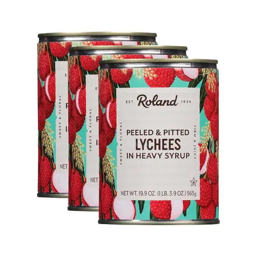 Vista 5 de Roland - Lichi enteros en almíbar pesado (latas de 19.9 onzas) paquete de 2