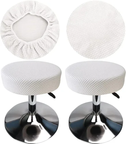 Vista 10 de Funda de taburete redonda de 12 a 16 pulgadas, fundas de asiento redondas para taburetes de bar, tela de lujo elástica, lavable de jacquard a prueba