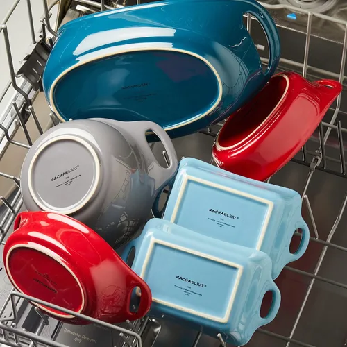 Vista 7 de Rachael Ray Bandeja/Soporte para huevos de cerámica de esmalte sólido, 12 tazas, gris oscuro