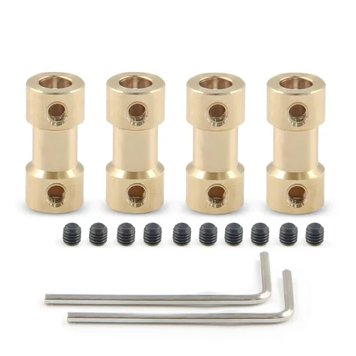 Vista 2 de Acoplador de eje flexible Cionyce 0.079-0.118 in, 4 PCS Transmisión del motor, latón, para avión RC, barco, robot, con tornillos
