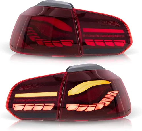 Vista 9 de VLAND Conjunto de luces traseras para Golf 6 2010-2014, lámparas traseras con DRL, luz trasera con luces antiniebla y señal de giro secuencial