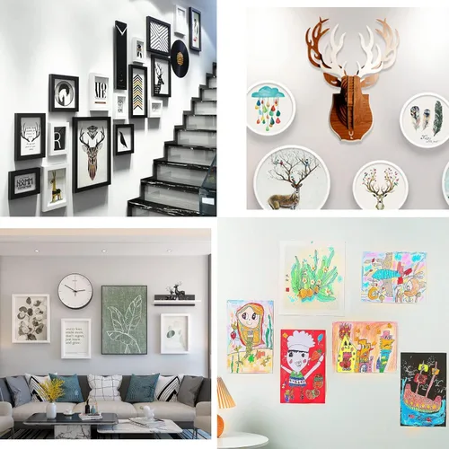 Vista 3 de 24 pares de tiras grandes para colgar cuadros extraíbles, sin daños, cinta de gancho y bucle, ganchos adhesivos para colgar en la pared, fotos sin