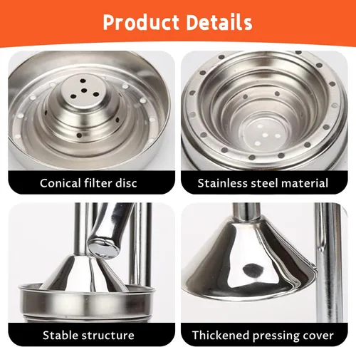 Vista 3 de Exprimidor de mano de acero inoxidable Exprimidor manual Exprimidor de frutas sin esfuerzo para naranjas, cítricos, limón más exprimidor de mano