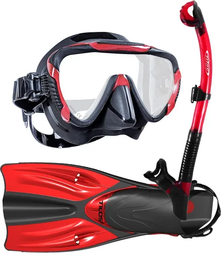 Vista 7 de Tilos Máscara Morphi con buceo U-Pro II y paquete de aletas OH de escapada