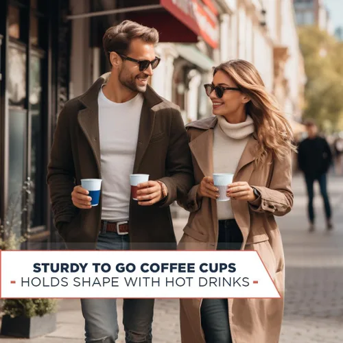 Vista 4 de Vasos de papel de 8 onzas [paquete de 120] – Tazas de café desechables biodegradables compostables, sin tapas. Tazas de café para llevar de 8 onzas