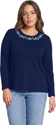 Vista 14 de Lands' End - Camiseta de manga larga, cuello redondo y holgada de algodón Supima cultivado en EE. UU. para mujer Blanco