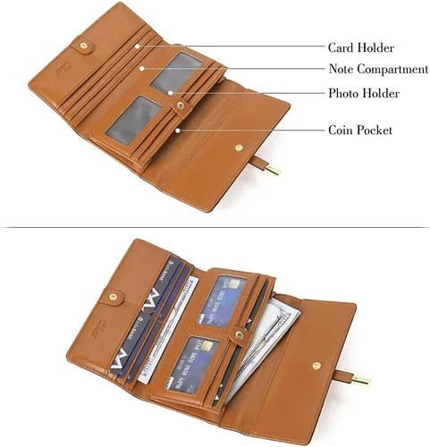 Vista 32 de CLUCI Cartera de cuero triple grande para mujer
