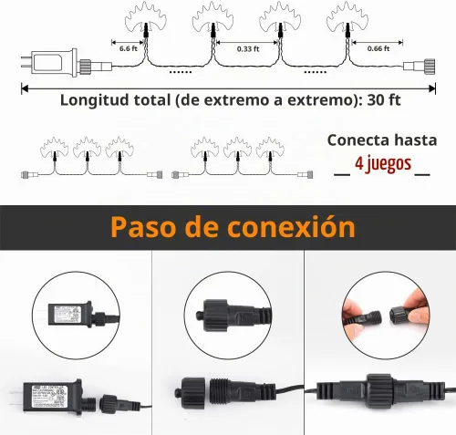Vista 3 de RECESKY Guirnalda de 70 luces LED de murciélagos – Cadena de luces moradas de Halloween de 22.6 pies con temporizador automático, extensible, 8