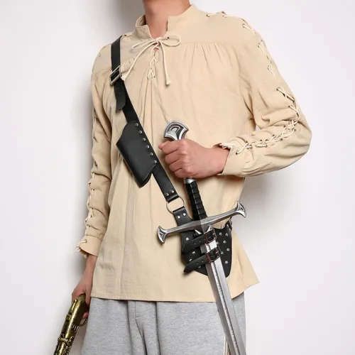Vista 5 de HZMAN NegroMarrón Ajustable Espada Rana Espada Medieval Espada Holster LARP Ropa Accesorio Rana Espada Correa