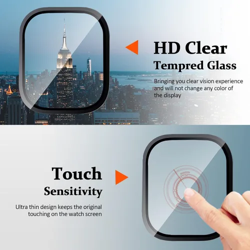 Vista 5 de Miimall Paquete de 2 protectores de pantalla de titanio para Apple Watch Ultra/Ultra 2 de 1.732 pulgadas, marco de titanio + vidrio templado