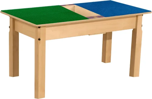 Vista 9 de Contender Time-2-Play Mesa de juego de actividades para niños, compatible con ladrillos Lego, madera contrachapada de abedul extra resistente, 35