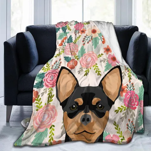 Vista 8 de HAZIMCS Manta de franela de felpa de forro polar, diseño floral de bulldog francés, lindo regalo para mascotas, razas de perro, para sillón