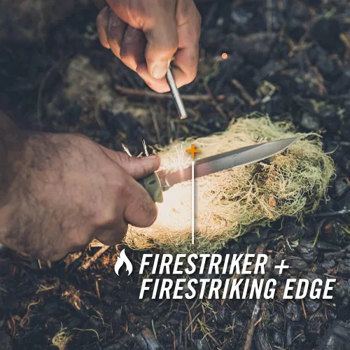 Vista 3 de Gerber Gear Ultimate Cuchillo de Supervivencia, Cuchillo de Hoja Fija con Filo Combinado, incluye Iniciador de Fuego y Varilla de Ferrocerio