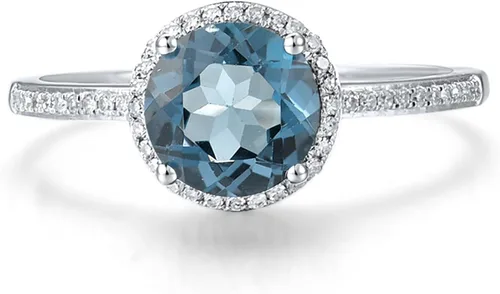 Vista 2 de Santuzza Anillo de oro macizo de 10 quilates con piedras preciosas solitarias para mujer