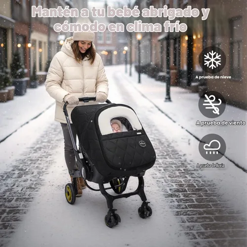 Vista 2 de Funda de asiento de automóvil para bebé, impermeable, resistente al viento, forro polar cálido transpirable con cremallera completa para asiento