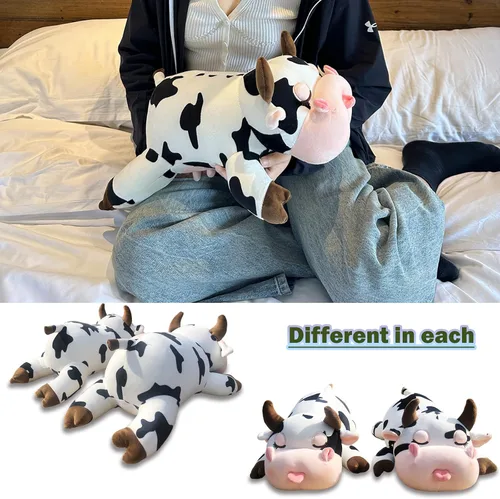 Vista 4 de Almohada de Peluche de Vaca - Vaca de 19.6 Pulgadas Animal de Peluche - Regalo de Cumpleaños, Navidad, San Valentín para Niños, Adultos, Niños, Niñas