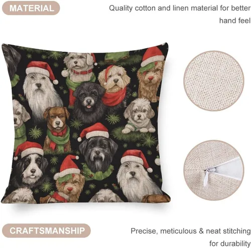 Vista 21 de Hellote - Funda de cojín de lino para sofá, dormitorio, automóvil, 16 x 16 pulgadas, decoración de invierno para el hogar Patrón 1