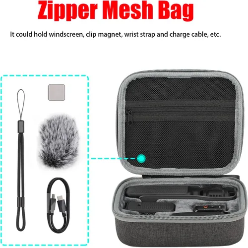 Vista 3 de Funda Pocket3 para DJI Osmo Pocket 3 Accesorios de la cámara Bolsa de la manija de la batería Mini Trípode Transmisor Cubierta protectora de viaje