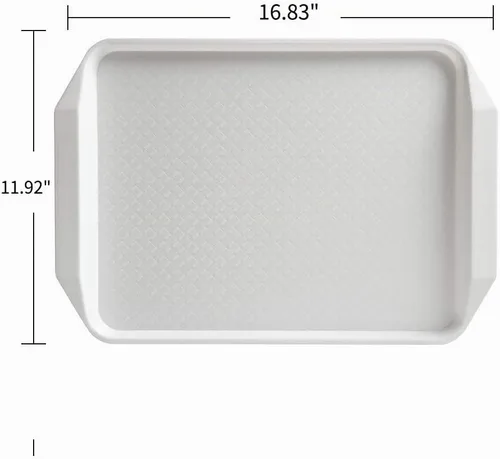 Vista 3 de Aebeky 12 bandejas de plástico blanco para servir comida rápida, 16.83 x 11.92 pulgadas