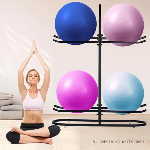 Vista 3 de Estante estabilizador para pelotas de ejercicio, soporte para pelotas de medicina y almacenamiento de pelotas de yoga, adecuado para pelotas