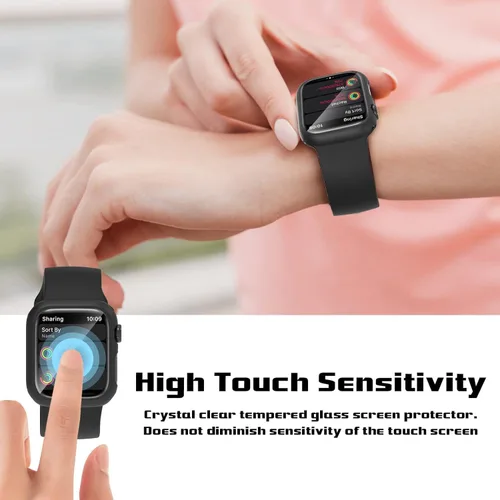 Vista 5 de Paquete de 2 fundas para Apple Watch 40mm SE Series 6/5/4/SE 2ª generación con protector de pantalla de vidrio templado, funda protectora completa