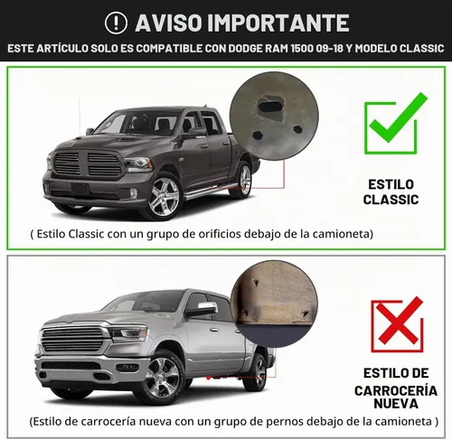 Vista 5 de Estribos compatibles con Dodge Ram 1500 2009-2018 (incluido 2019-2024 Classic), 2010-2024 2500 y 3500 Cabina Regular/Cabina Estándar/Cabina Negro