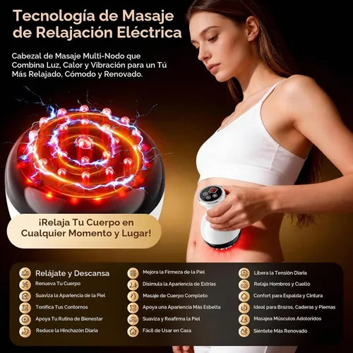 Vista 4 de Masajeador de drenaje linfático y herramienta de masaje anticelulitis, ayuda a reducir las estrías y la celulitis, para piernas, brazos y vientre