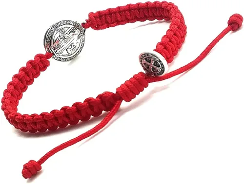 Vista 2 de Pulsera ajustable de medallón de San Benito, medalla católica para hombres, mujeres, regalo cristiano