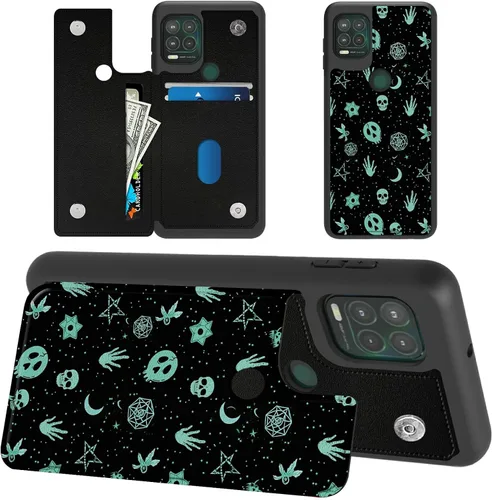 Vista 9 de Funda tipo cartera de mármol abstracto para Moto G Stylus 5G 2021 con tarjetero y bloqueo RFID, piel sintética suave, función atril, cierre