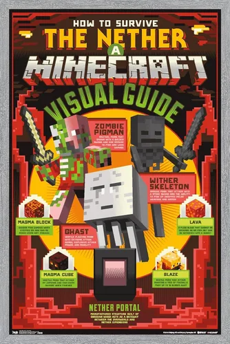 Vista 11 de Trends International Minecraft - Póster de The Nether Wall, 14.725 x 22.375 pulgadas, versión enmarcada de madera de granero