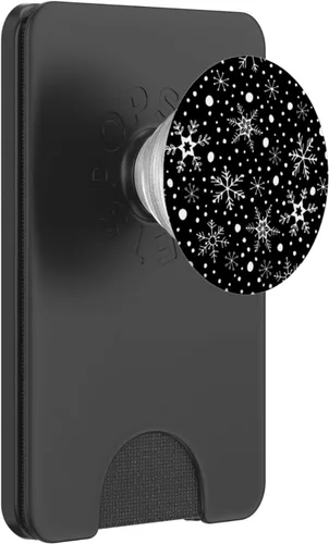 Vista 7 de Lindo patrón de copo de nieve de invierno para amantes de la nieve en negro PopSockets Standard PopGrip