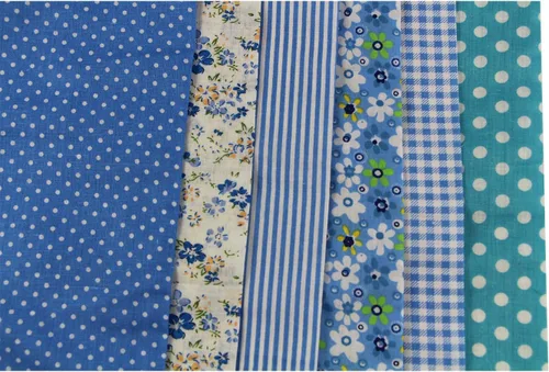 Vista 6 de UOOOM 6pcs 19.7x19.7 in Patchwork algodón tela DIY costura hecho a mano acolchado tela diferentes diseños (Tone-Blue)