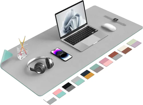 Vista 14 de Tapete de escritorio grande protector – Alfombrilla multifuncional de doble cara para escritorio de oficina, alfombrilla de ratón suave de Azul lago