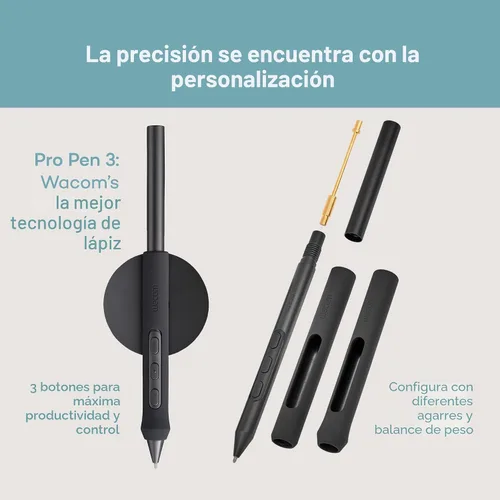 Vista 5 de Wacom Intuos Pro Bluetooth Profesional de Tamaño Mediano para Dibujo Gráfico con Lápiz Pro 3, Compatible con Mac, Windows - Edición 2025 Tableta