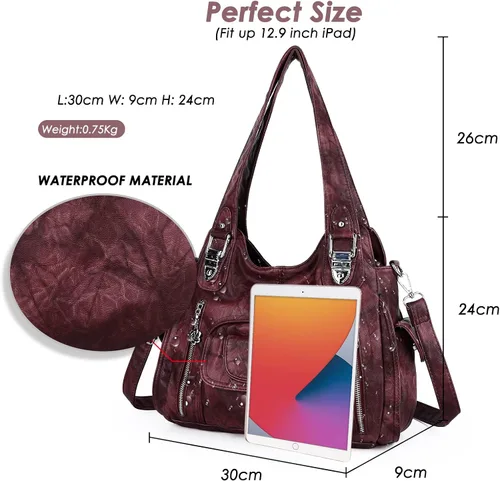 Vista 2 de Angel Kiss Bolsos de mano para mujer Hobo Fashion Tote Bag Bolsas de hombro Asa superior Bolso de cuero