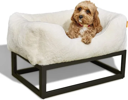 Vista 11 de FUZI Cama elevada para perro, camas elevadas de lujo para perros, funda extraíble y lavable a máquina, cama ortopédica para mascotas para interiores