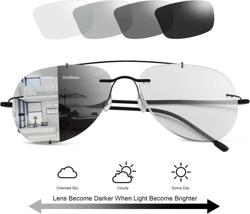 Vista 7 de Gafas de lectura fotocrómicas progresivas multifocales para computadora UV400, lentes de sol de transición, gafas de sol anti luz azul