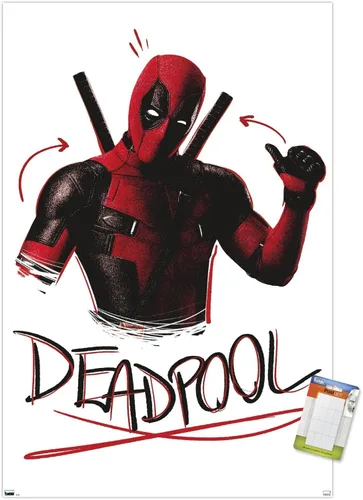 Vista 12 de Trends International Marvel Deadpool Legacy - Póster de pared con pulgares arriba, 14.72 x 22.37 pulgadas, versión enmarcada de madera de granero