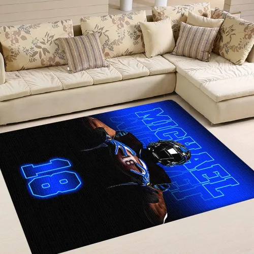 Vista 5 de Personalized Amazing Football Athlete Rug with Name Number, Football Welcome Mat 2x3 3x5 4x6 5x8, Sports Bathroom Rug for Living Room Bedroom