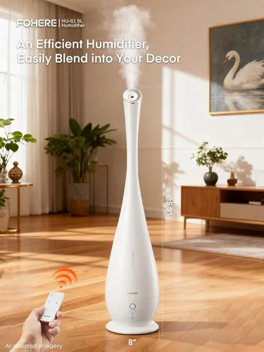 Vista 7 de FOHERE Humidificadores para dormitorio, habitación grande, 5 L, humidificador silencioso de niebla fría de 48 horas de larga duración para plantas