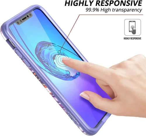Vista 3 de Suritch Funda transparente para iPhone X o iPhone Xs, 【protector de pantalla integrado】【Compatible con carga inalámbrica】 Carcasa dura de protección