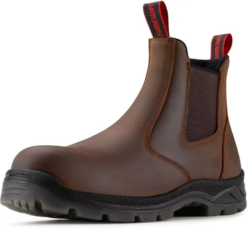 Vista 8 de SUREWAY Botas de trabajo sin cordones para hombre, mejoradas antideslizantes/resistentes al agua, peligro eléctrico, botas de trabajo mecánico