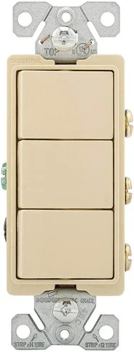 Vista 3 de Eaton 7729A-SP 15-Amp 3-Way 120-Volt Decorator Heavy Duty Grade Three Single Pole Combinación Interruptores, Almendra