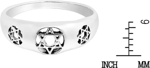 Vista 4 de AeraVida Significativo y elegante anillo de plata de ley 925 con triple estrella de David