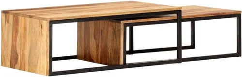 Vista 9 de Mesas nido, mesa de centro única, pequeña mesa de centro elevada adecuada para sala de estar, balcón, oficina, sala de estar familiar, 2 piezas