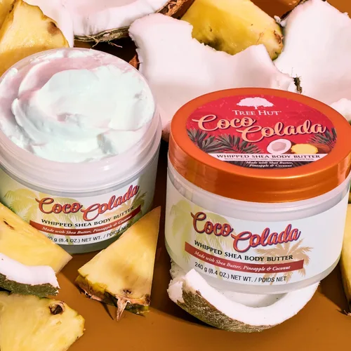 Vista 5 de Tree Hut, manteca corporal batida de karité Coco Colada, 8.4 onzas, con manteca de karité natural para el cuidado corporal esencial nutritivo