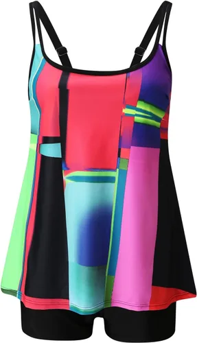 Vista 3 de Trajes de baño degradados Colorbock para mujer, con doble alineación, tankini con control de abdomen, dos piezas