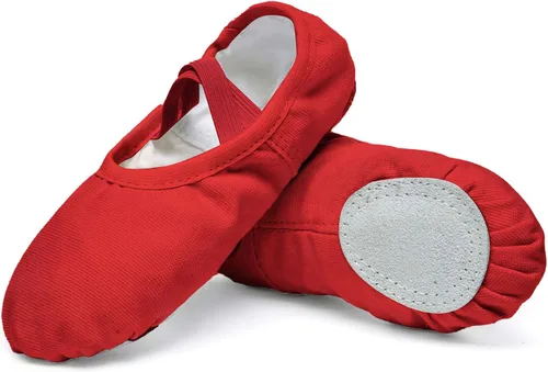 Vista 7 de Danzcue Zapatos de ballet para mujer, lona suave, piel sintética, zapatillas de baile para adultos, ideales para mujeres